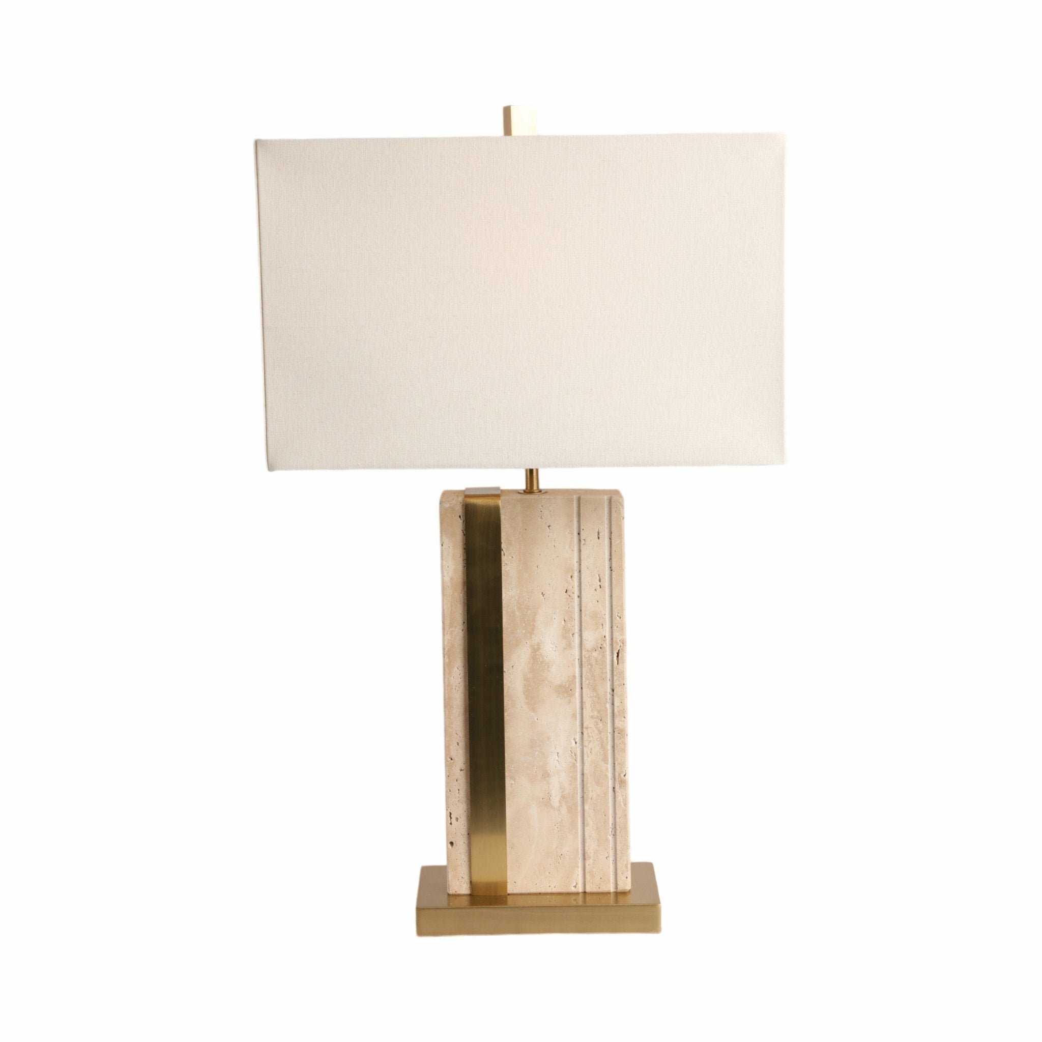 26" Hallberg Travertine Table Lamp, Gold/ivory Table Decors| Sagebrook Home