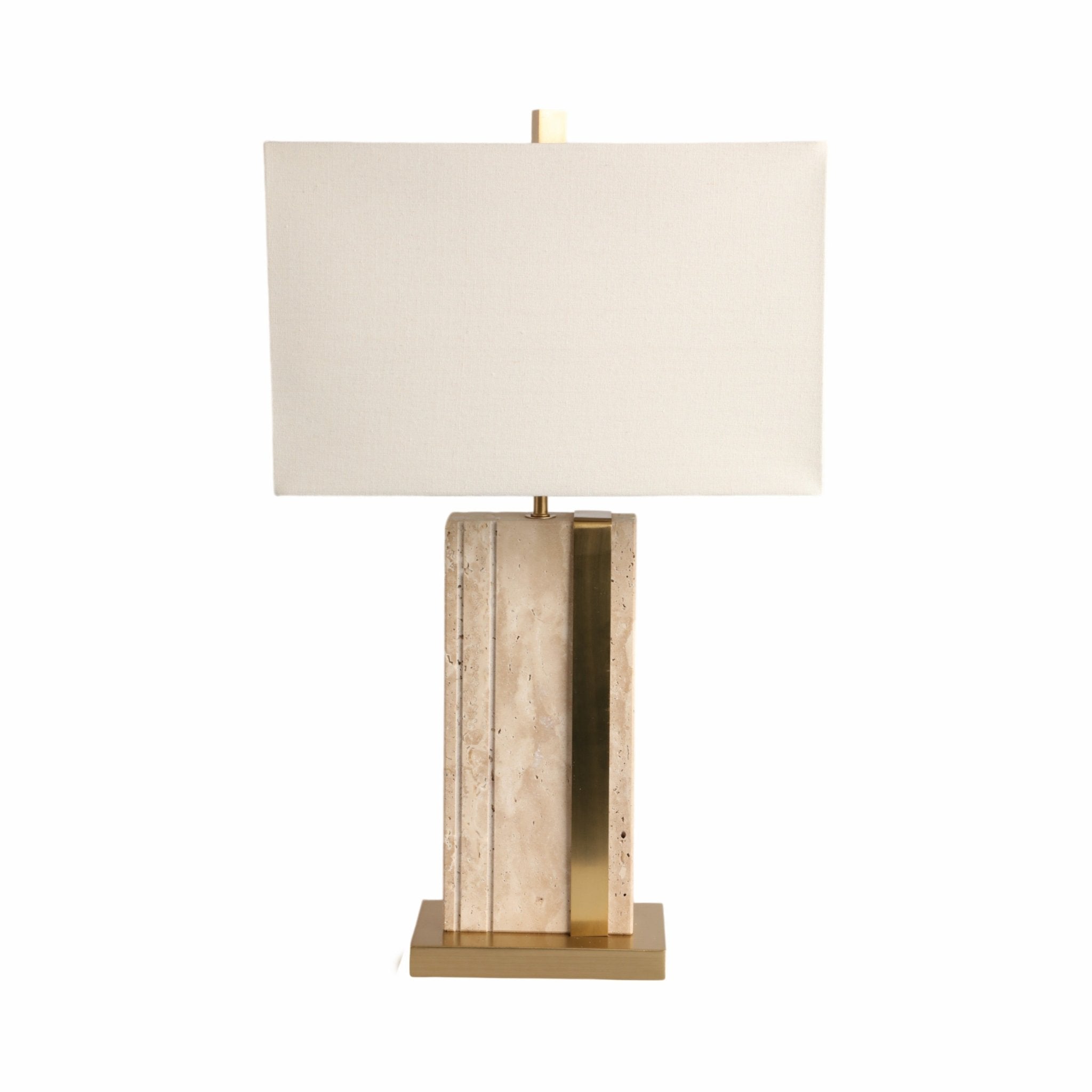 26" Hallberg Travertine Table Lamp, Gold/ivory Table Decors| Sagebrook Home