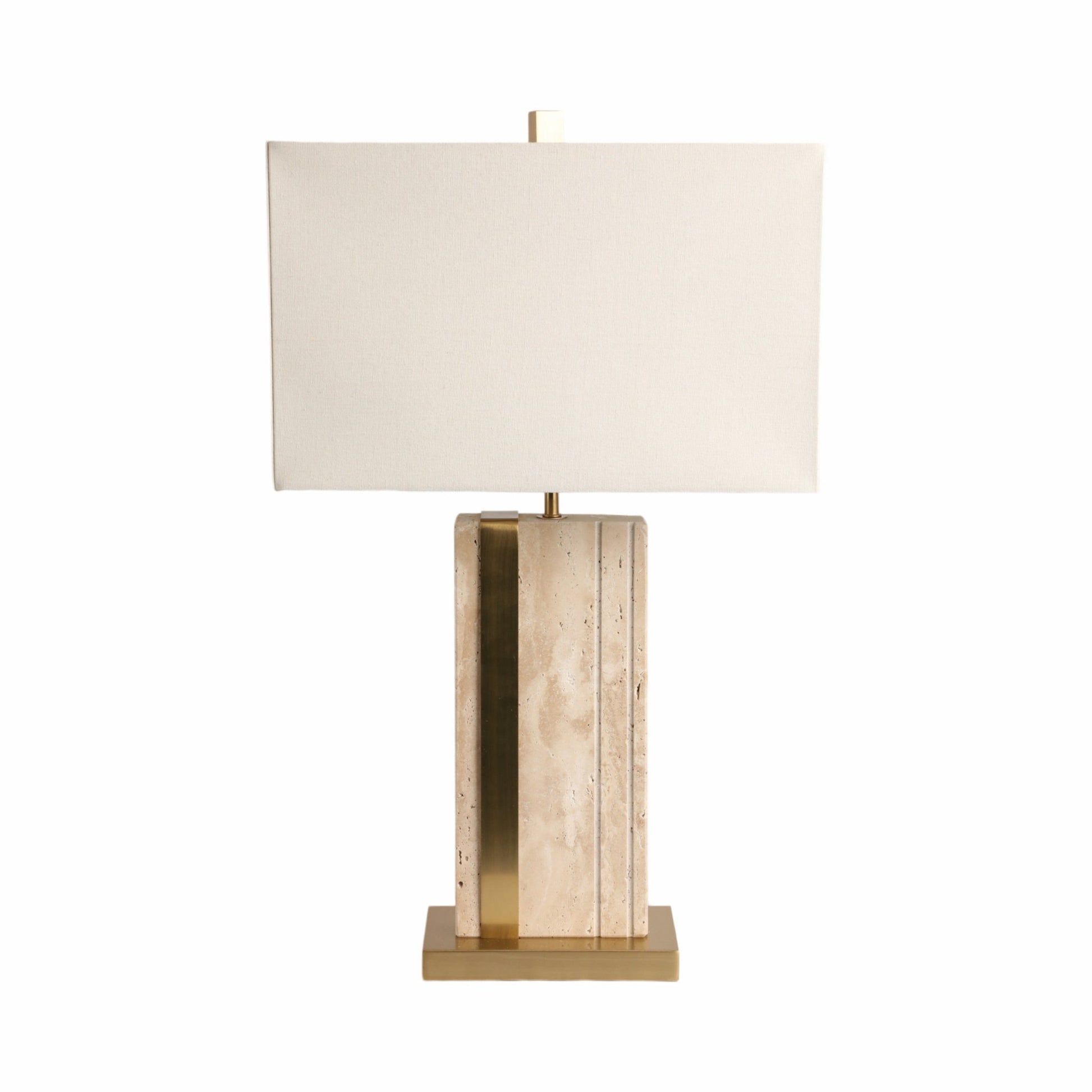 26" Hallberg Travertine Table Lamp, Gold/ivory Table Decors| Sagebrook Home