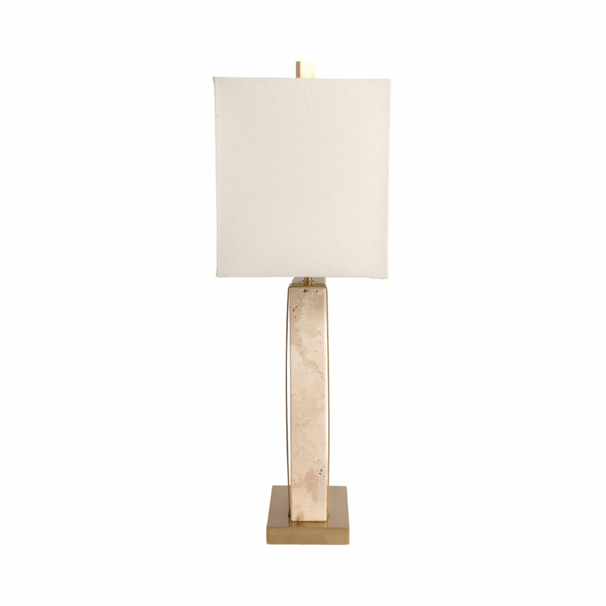 26" Hallberg Travertine Table Lamp, Gold/ivory Table Decors| Sagebrook Home