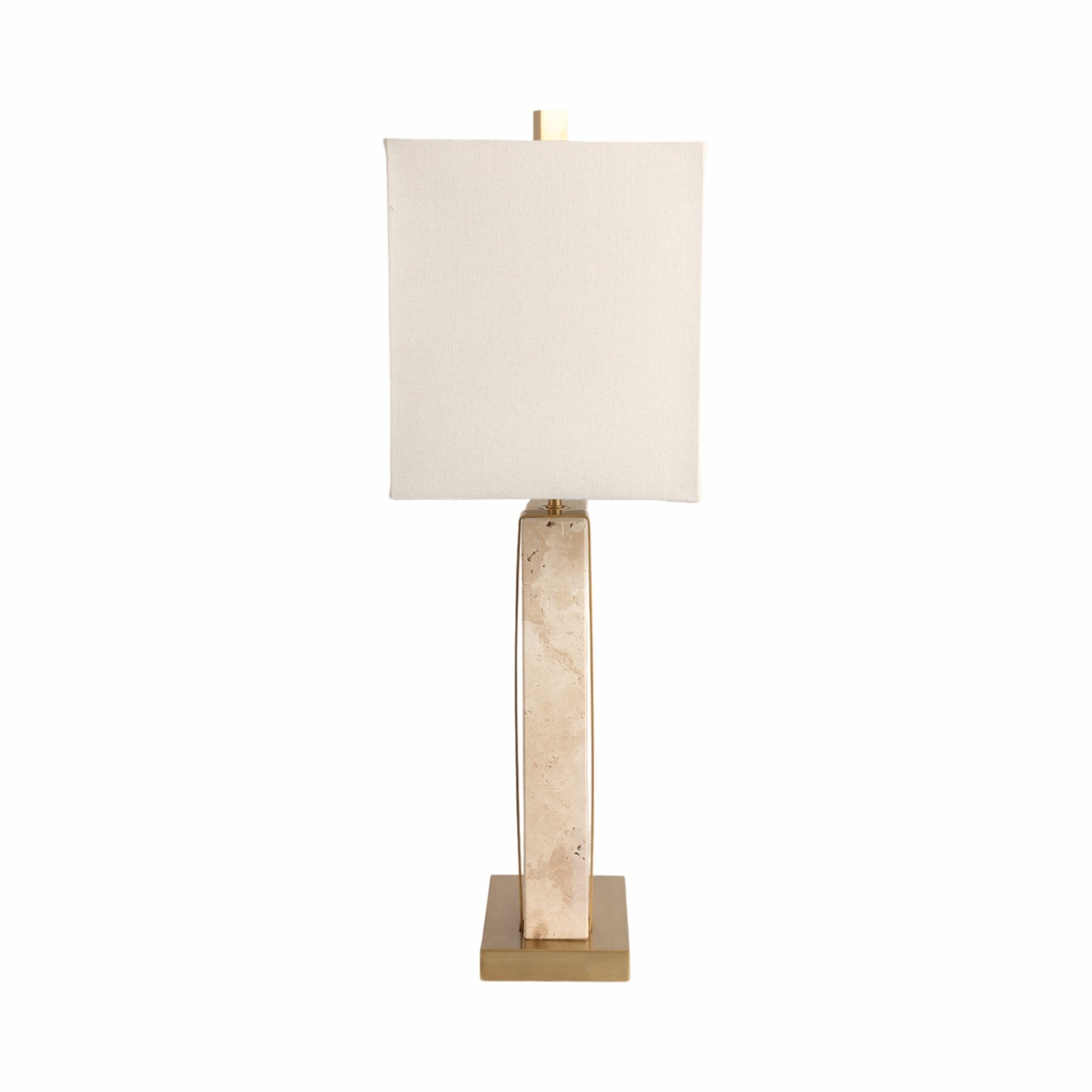 26" Hallberg Travertine Table Lamp, Gold/ivory Table Decors| Sagebrook Home