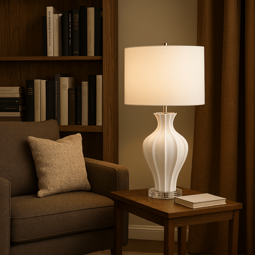 26" HALOFIN 3D PRINTED CERAMIC TABLE LAMP Table Lamps| Sagebrook Home