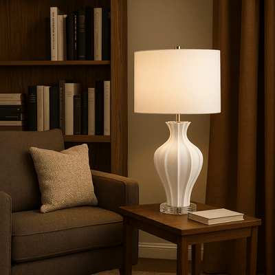 26" HALOFIN 3D PRINTED CERAMIC TABLE LAMP - Al Rugaib Furniture