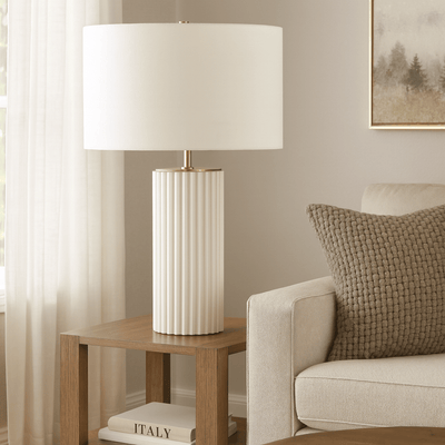 26" KAPRI 3D PRINTED PORCELAIN TABLE LAMP - Al Rugaib Furniture