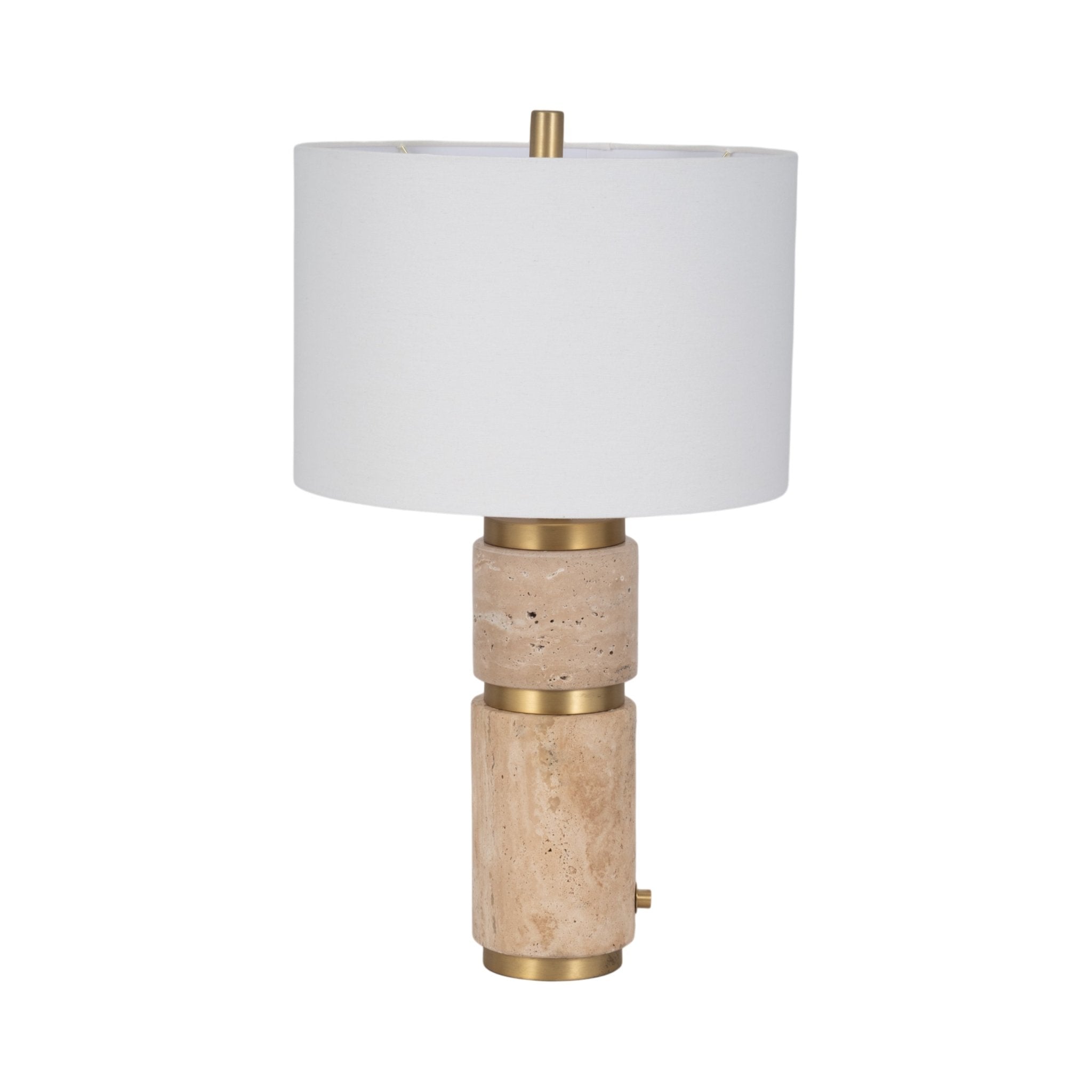 26" Knox Travertine Table Lamp, Gold/ivory Table Decors| Sagebrook Home