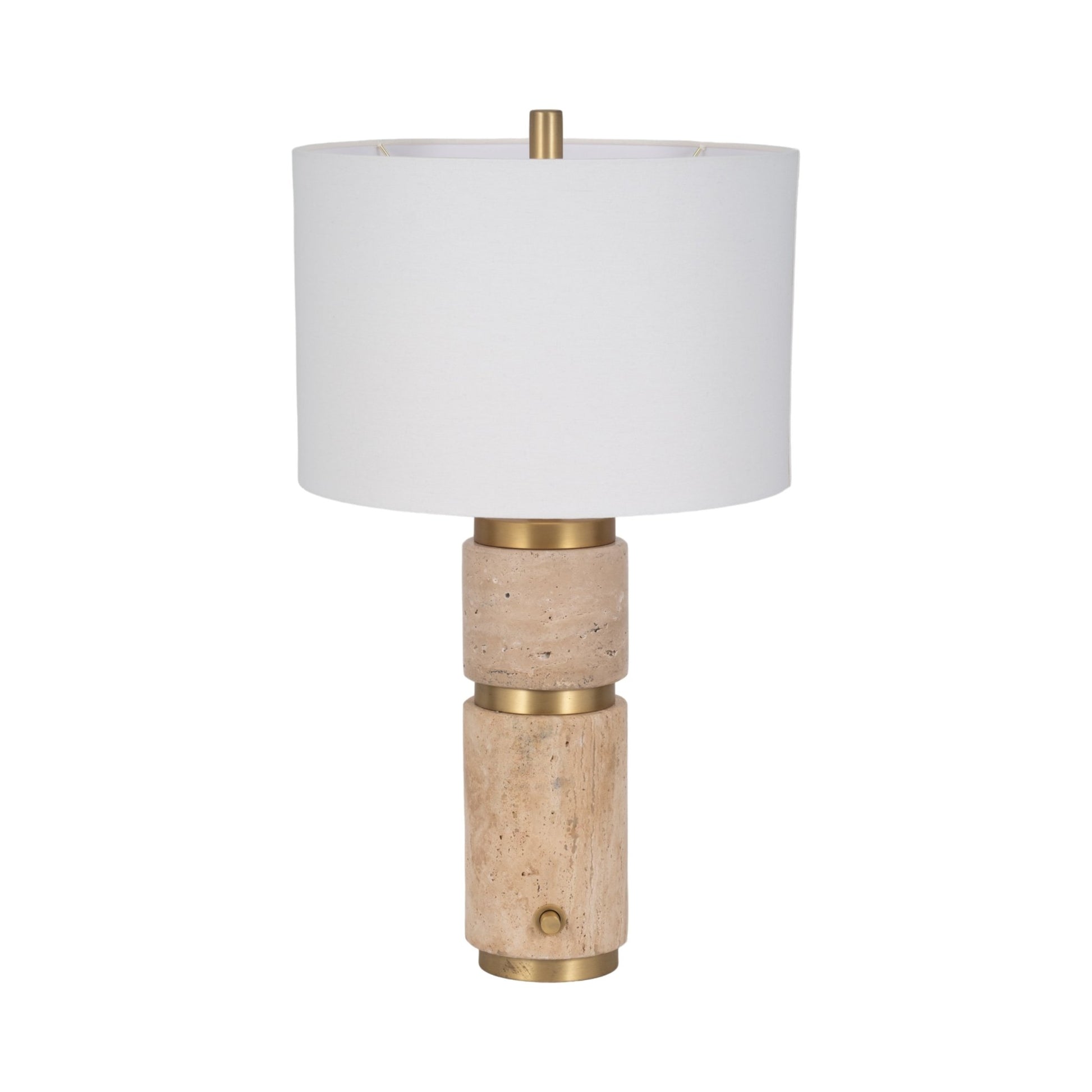 26" Knox Travertine Table Lamp, Gold/ivory Table Decors| Sagebrook Home