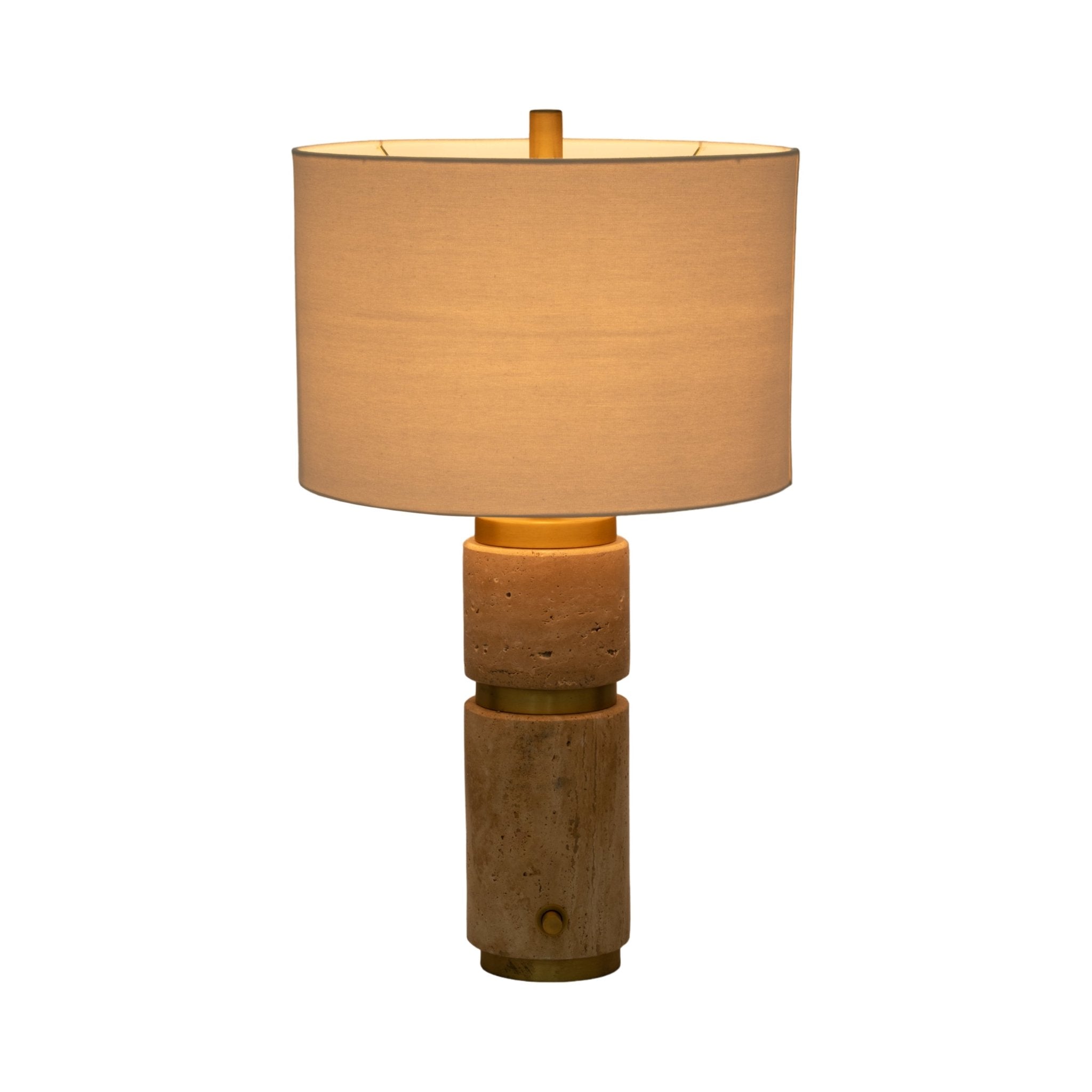 26" Knox Travertine Table Lamp, Gold/ivory Table Decors| Sagebrook Home