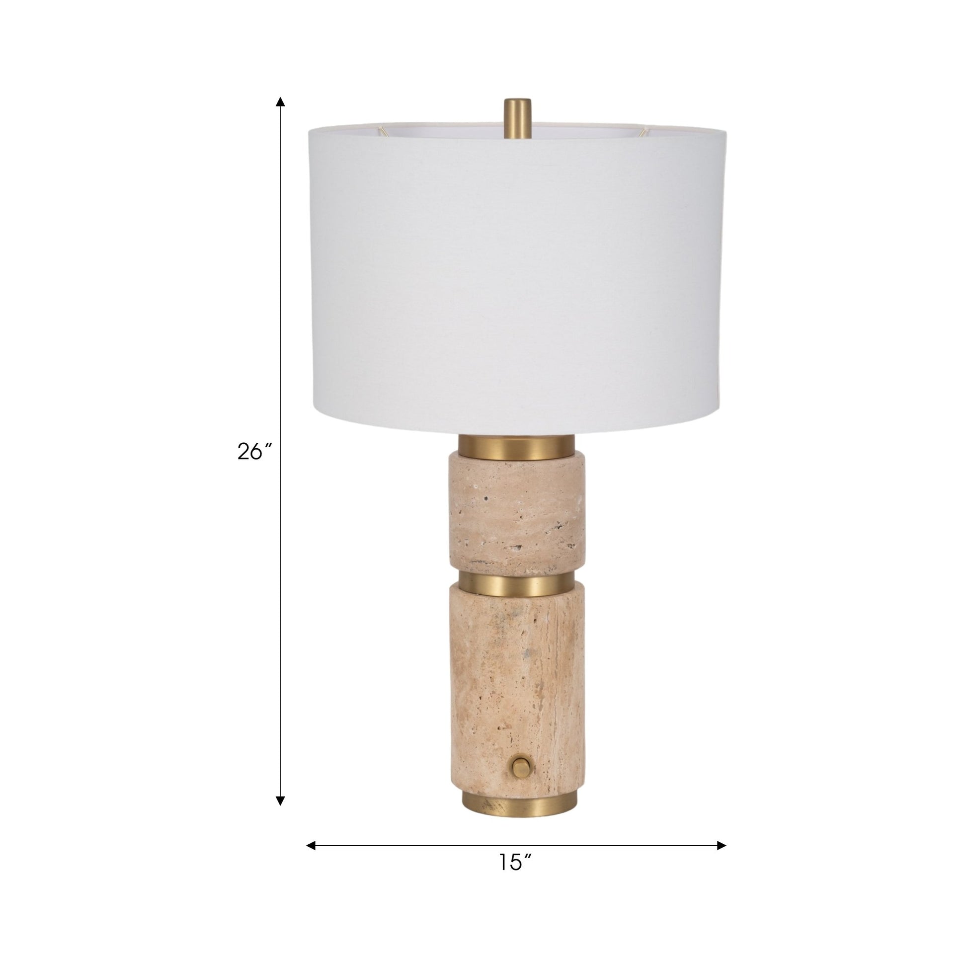 26" Knox Travertine Table Lamp, Gold/ivory Table Decors| Sagebrook Home