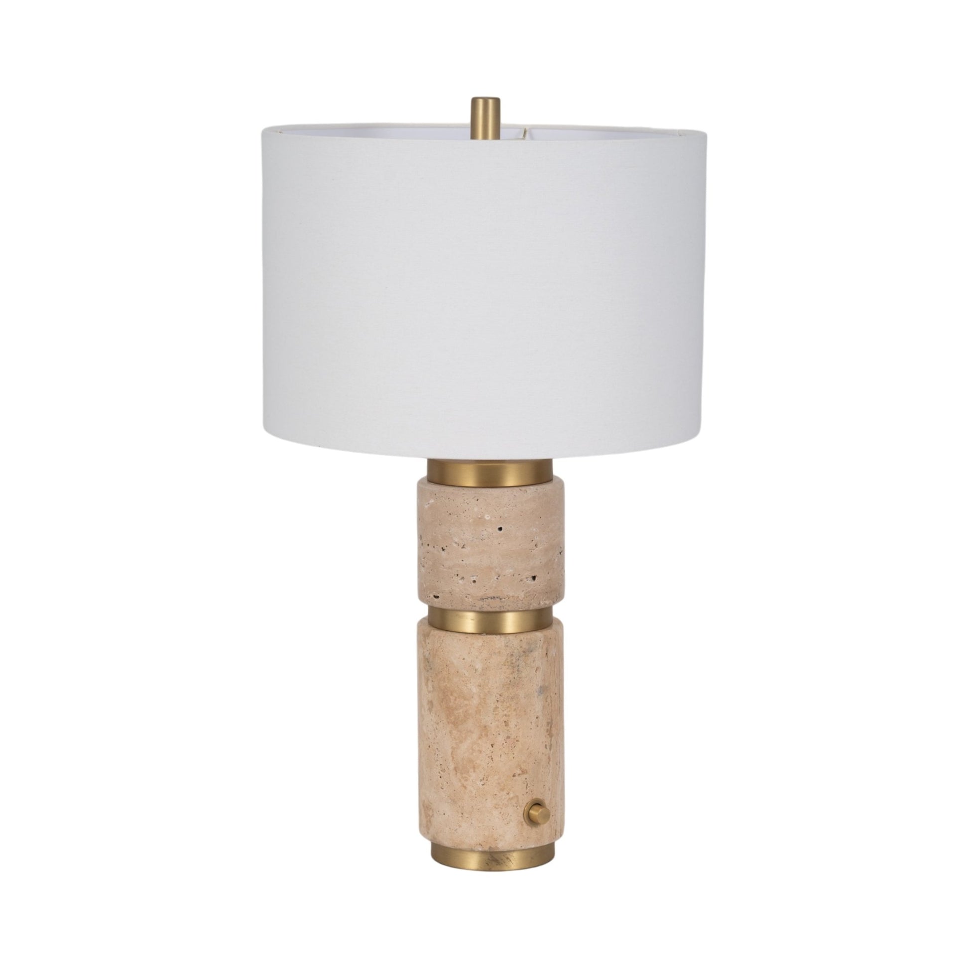 26" Knox Travertine Table Lamp, Gold/ivory Table Decors| Sagebrook Home
