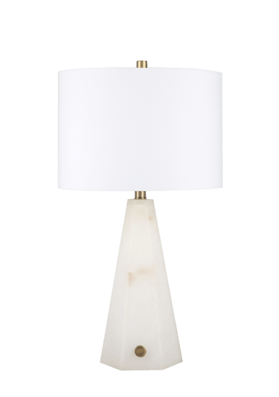 26" LAUREL ALABASTER TABLE LAMP, WHITE - Al Rugaib Furniture