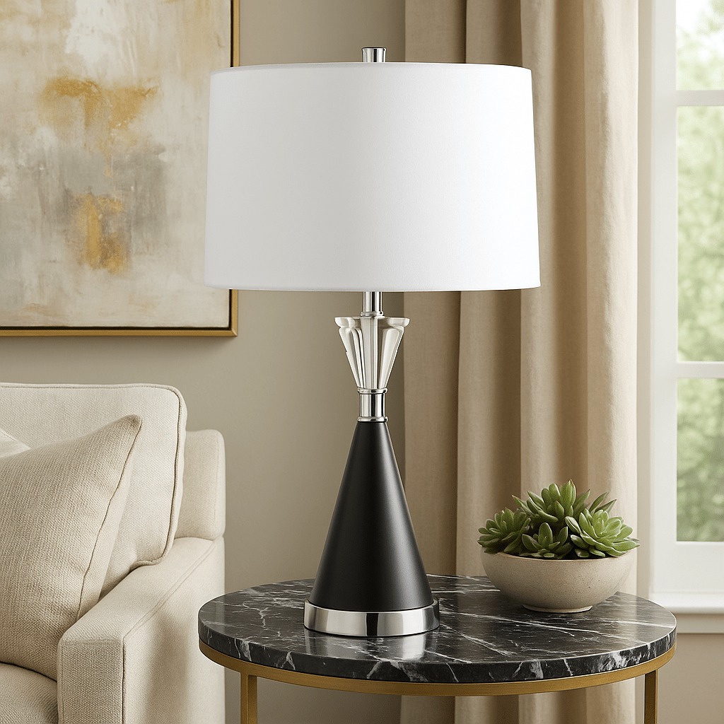 26" LEANDRAS CRYSTAL AND MARBLE TABLE LAMP Table Lamps| Sagebrook Home