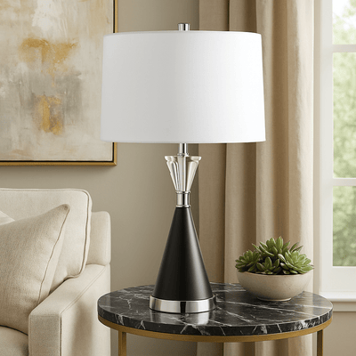 26" LEANDRAS CRYSTAL AND MARBLE TABLE LAMP - Al Rugaib Furniture