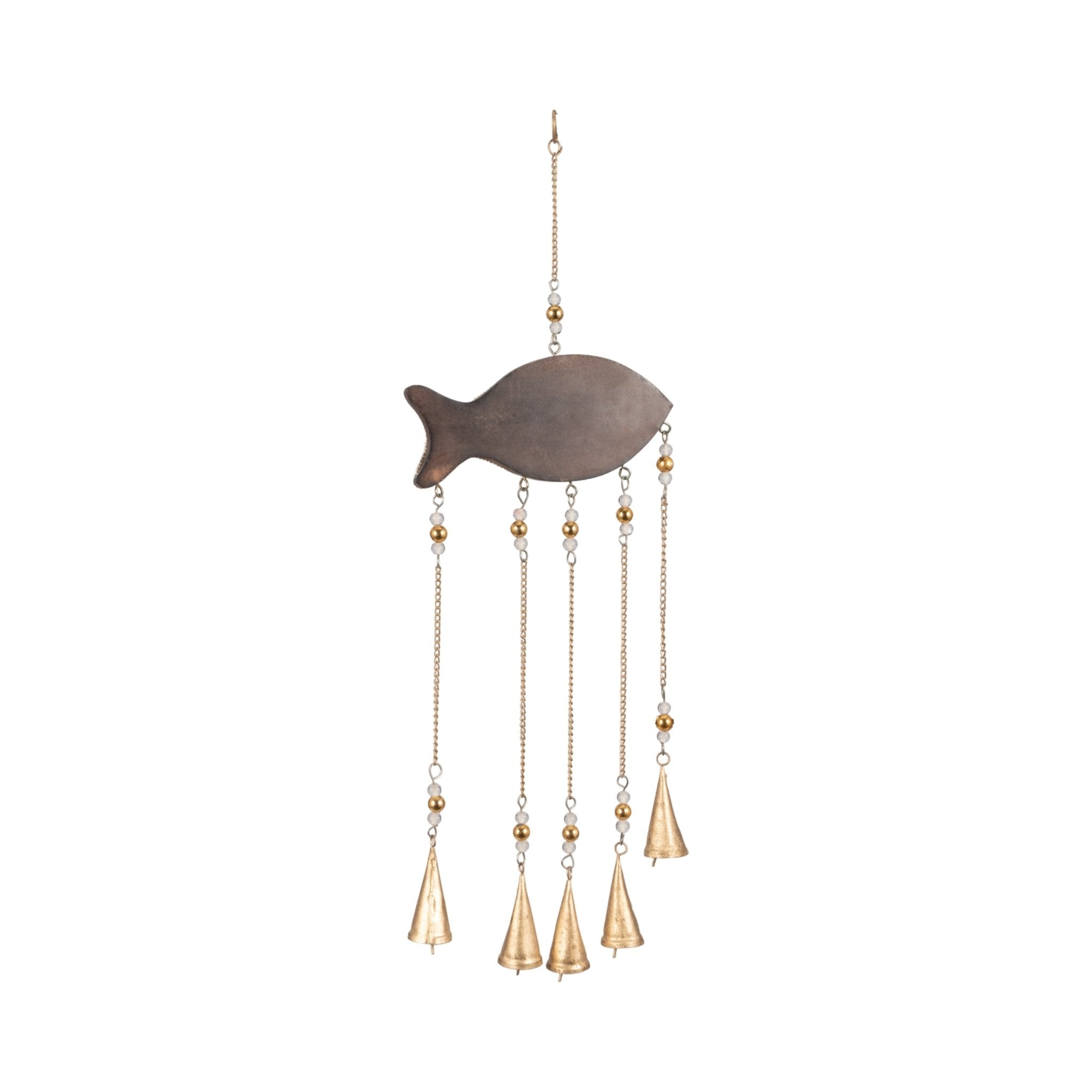 26" Mosaic Fish With Bells, Blue/gold Table Decors| Sagebrook Home