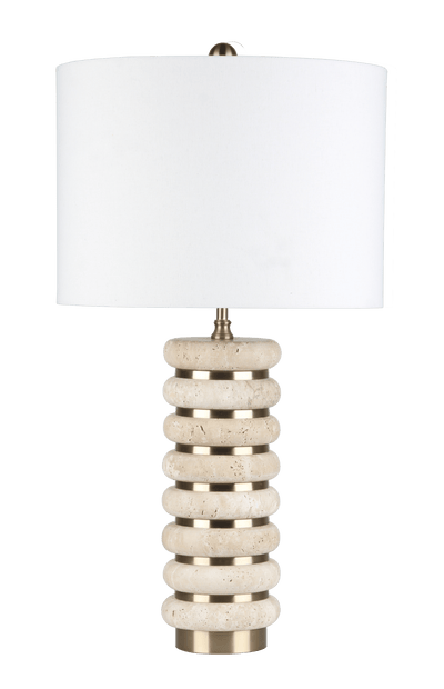 26" ROCHELLE TRAVERTINE TABLE LAMP - Al Rugaib Furniture