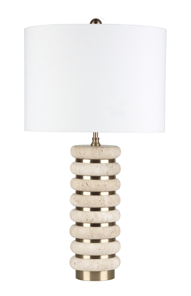 26" ROCHELLE TRAVERTINE TABLE LAMP - Al Rugaib Furniture