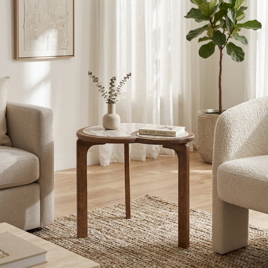 26" Tenney Wood And Marble Accent Table Accent & End Tables| Sagebrook Home