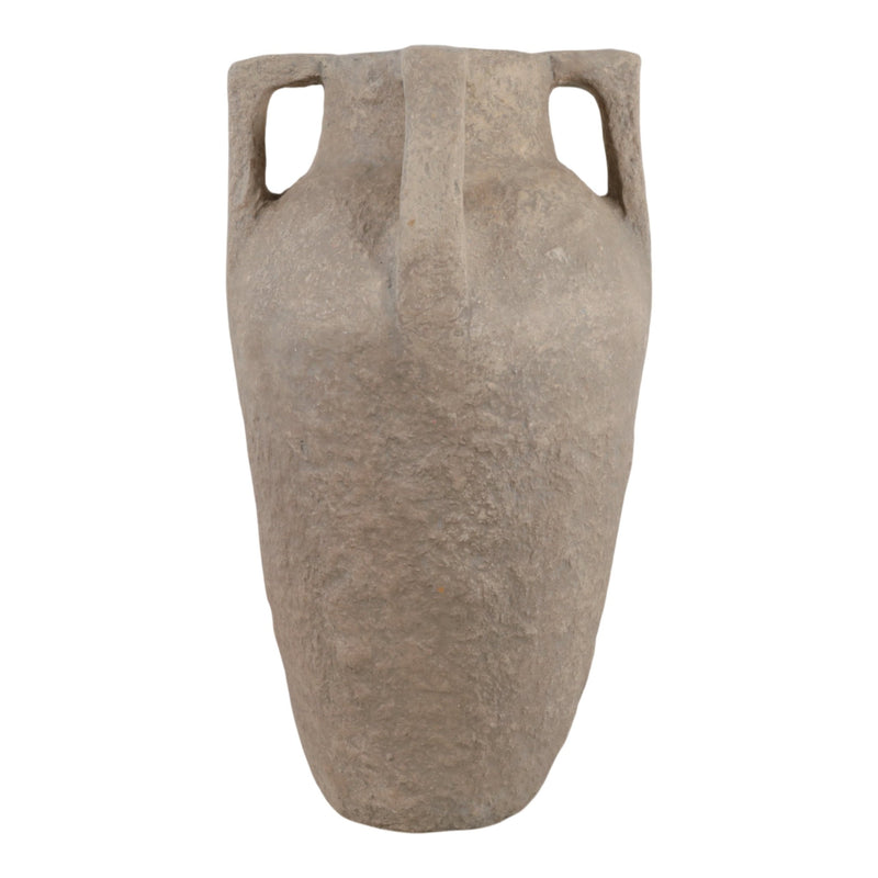 26X15" PAPER MACHE HANDLE VASE, TAUPE - Al Rugaib Furniture