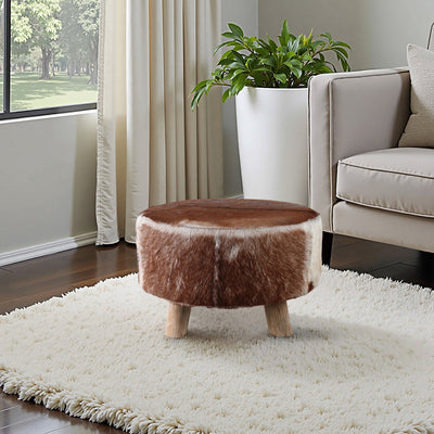26x16 Cowhide Ottoman, Multi - Al Rugaib Furniture