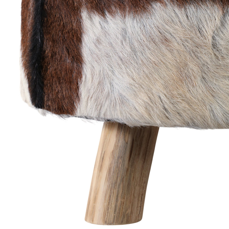 26x16 Cowhide Ottoman, Multi - Al Rugaib Furniture