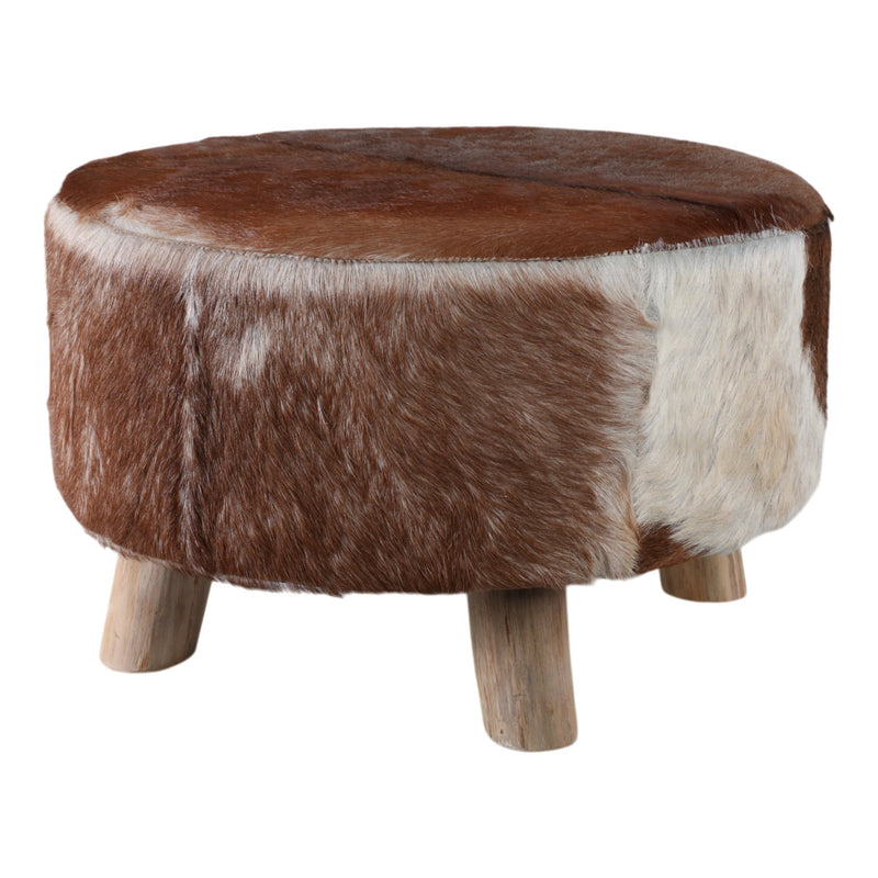 26x16 Cowhide Ottoman, Multi - Al Rugaib Furniture