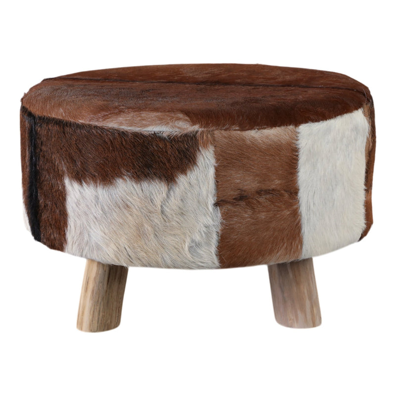 26x16 Cowhide Ottoman, Multi - Al Rugaib Furniture