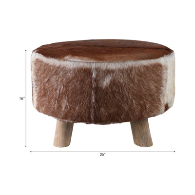 26x16 Cowhide Ottoman, Multi - Al Rugaib Furniture
