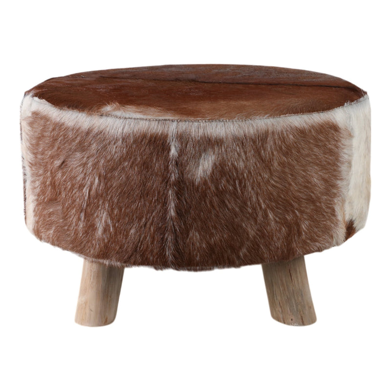 26x16 Cowhide Ottoman, Multi - Al Rugaib Furniture