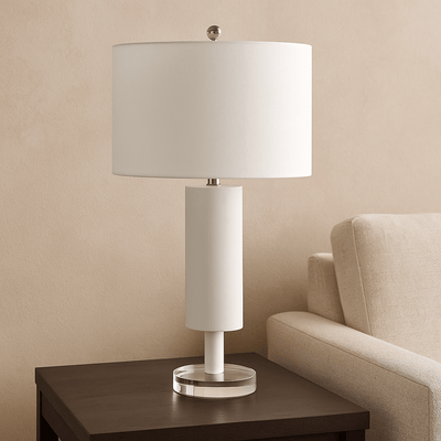 27" CERAMIC TABLE LAMP, WHITE - Al Rugaib Furniture