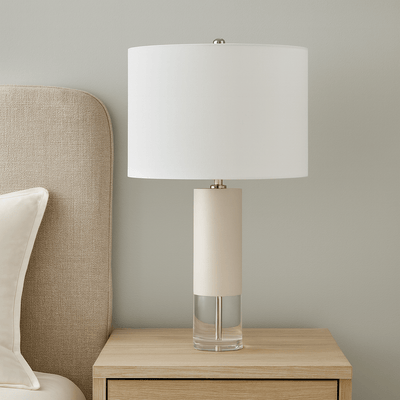 27" CERAMIC TABLE LAMP, WHITE - Al Rugaib Furniture