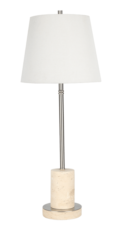 27" DRAKO TRAVERTINE TABLE LAMP - Al Rugaib Furniture