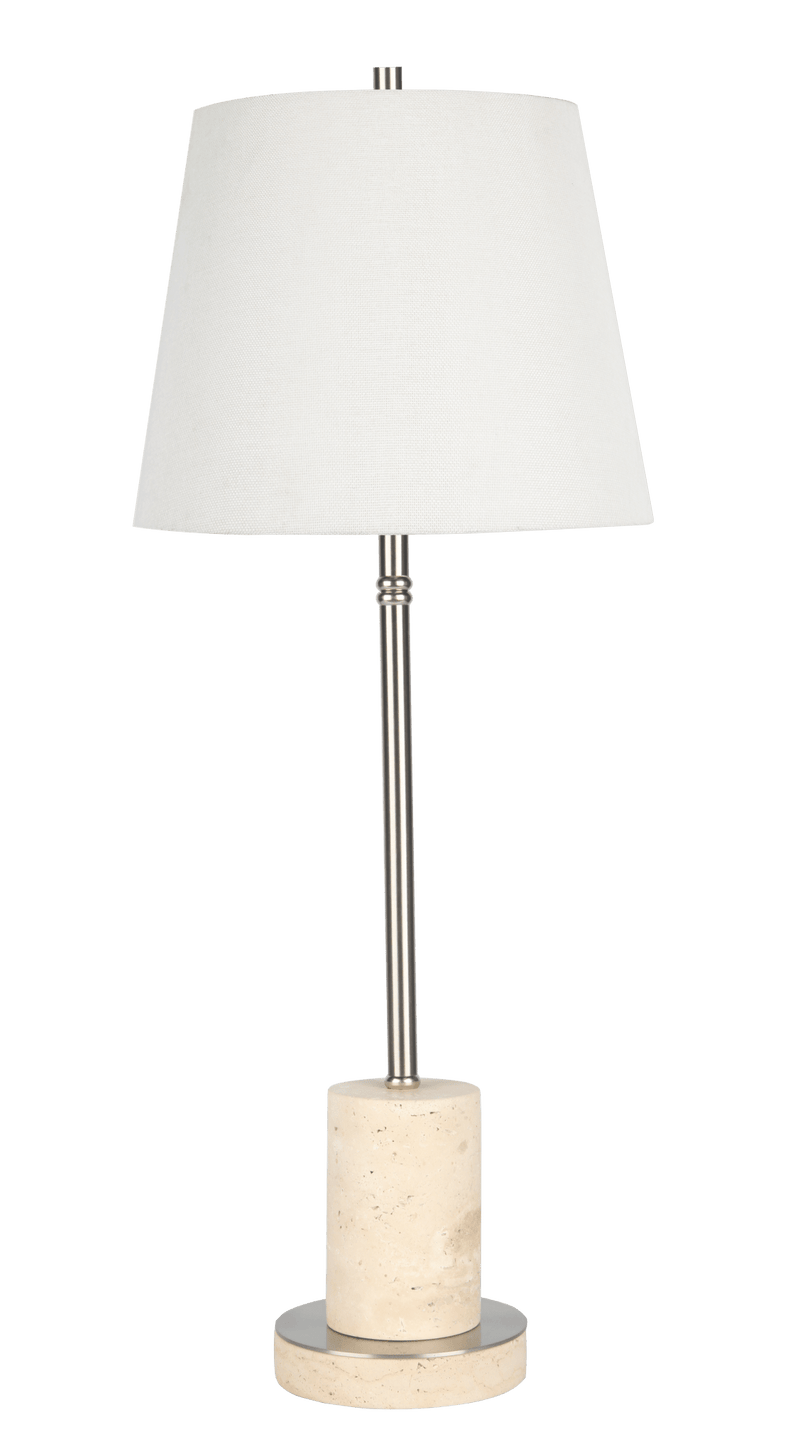 27" DRAKO TRAVERTINE TABLE LAMP - Al Rugaib Furniture
