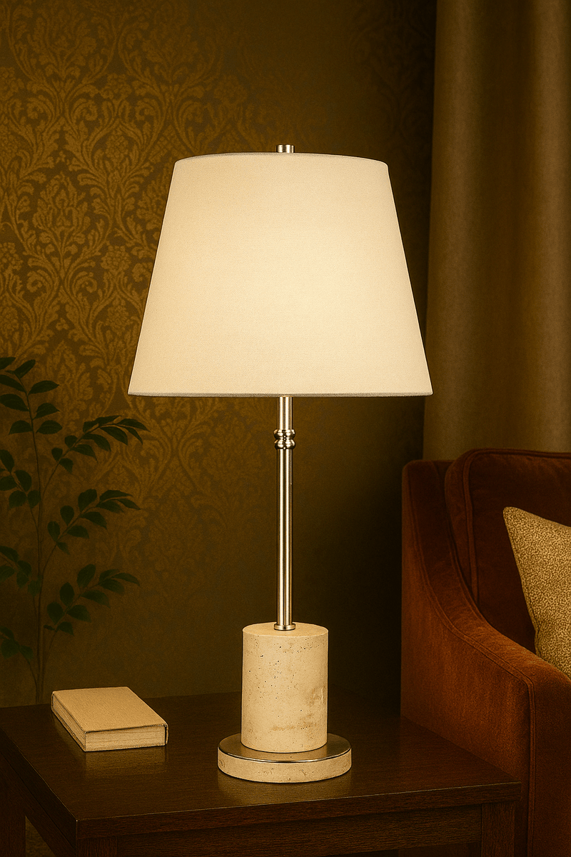 27" DRAKO TRAVERTINE TABLE LAMP - Al Rugaib Furniture