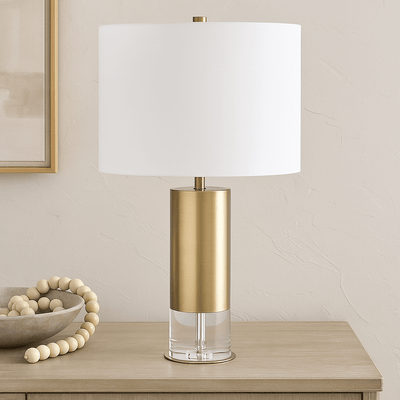 27" HALO CRYSTAL AND METAL TABLE LAMP - Al Rugaib Furniture
