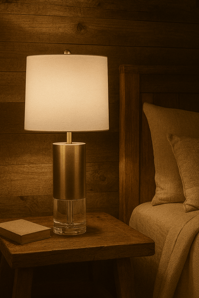 27" HALO CRYSTAL AND METAL TABLE LAMP - Al Rugaib Furniture