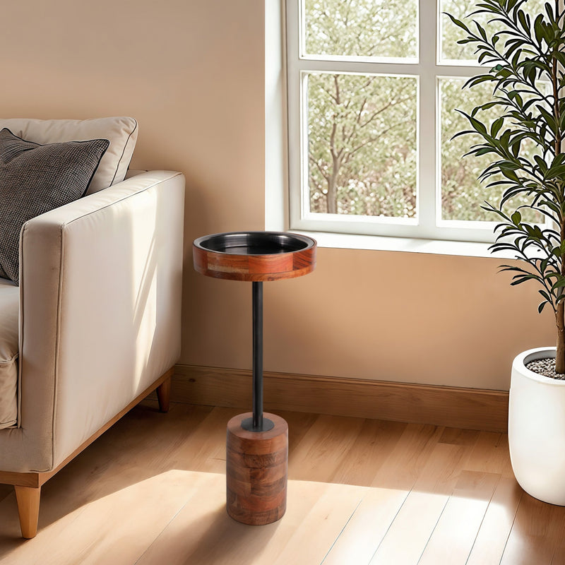 27" Inmar Tall Brown Table, Kd - Al Rugaib Furniture