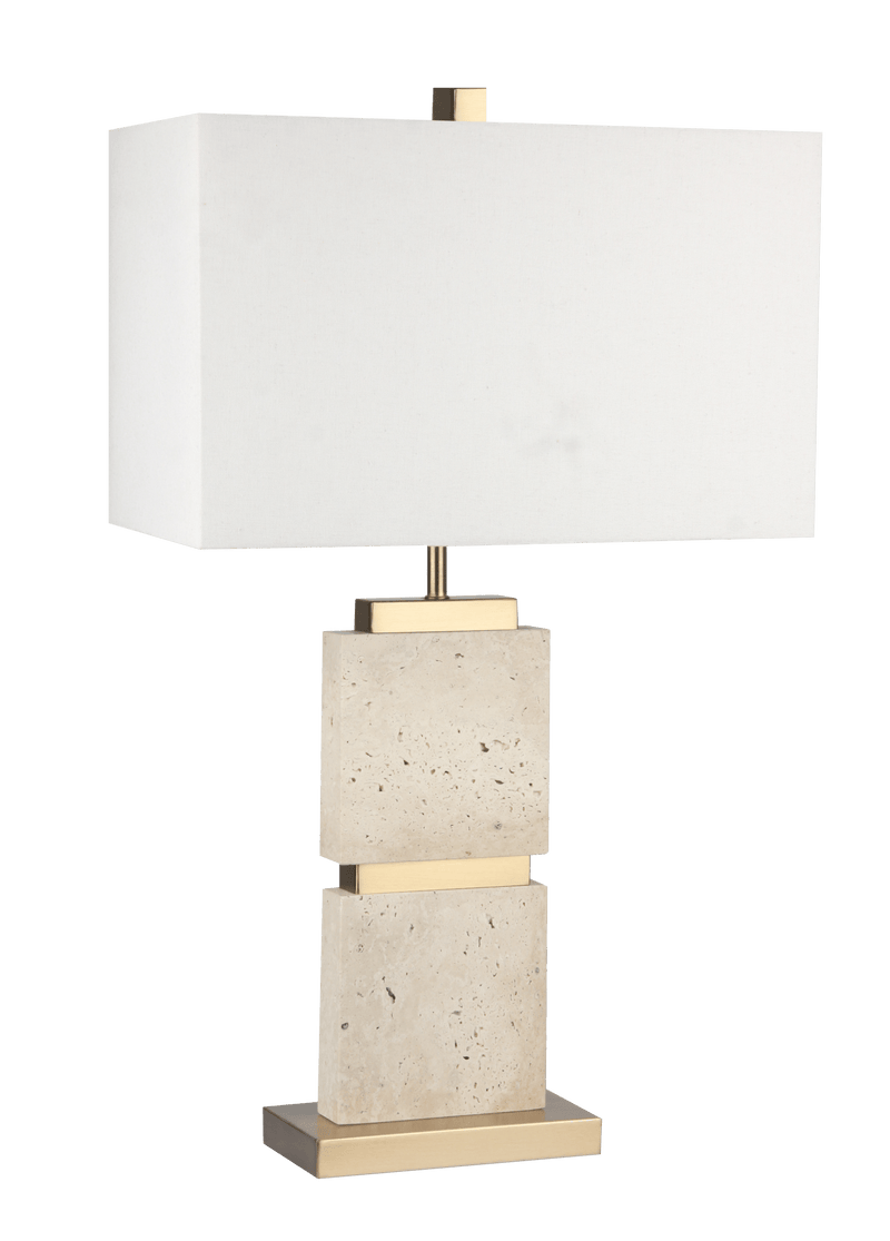 27" QUEENA TRAVERTINE TABLE LAMP - Al Rugaib Furniture