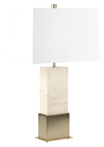 27" RIVERTON TRAVERTINE BASE TABLE LAMP - Al Rugaib Furniture