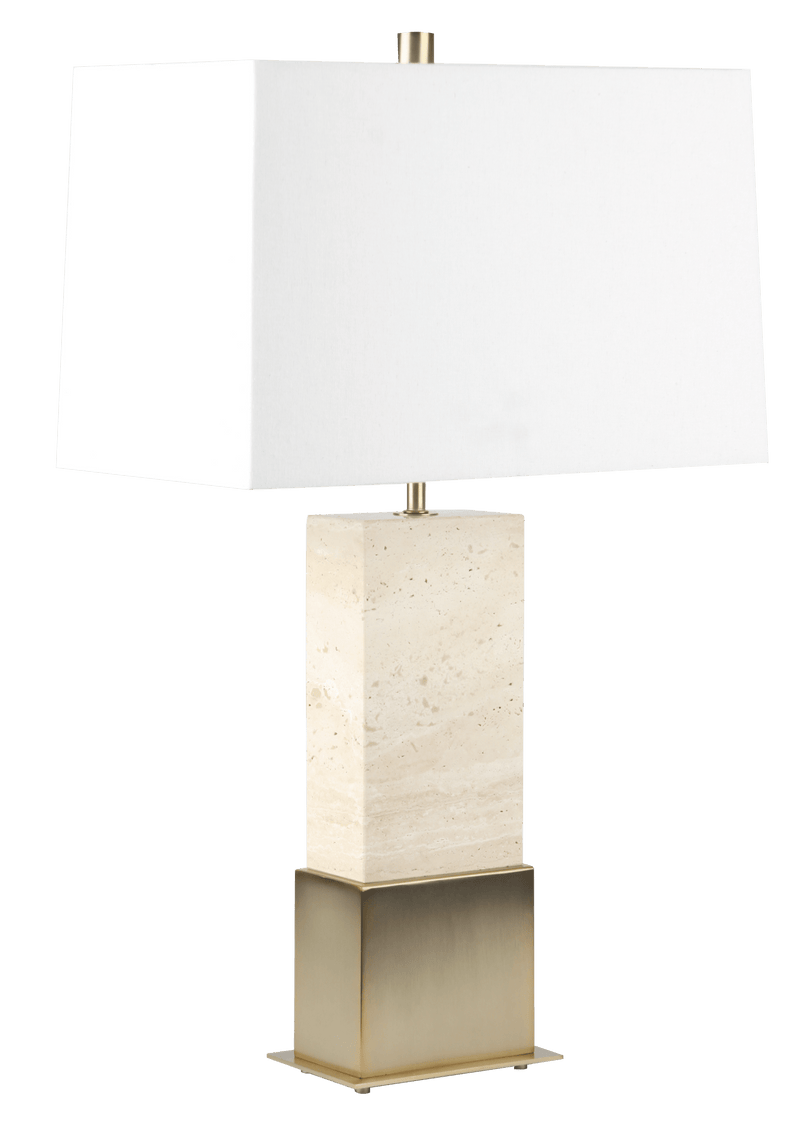 27" RIVERTON TRAVERTINE BASE TABLE LAMP - Al Rugaib Furniture