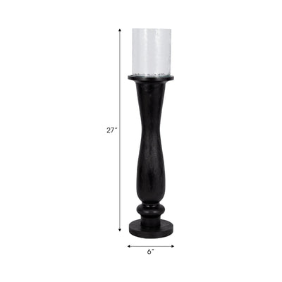 27" Traditional Hurricane On Pedestal, Black - Al Rugaib Furniture