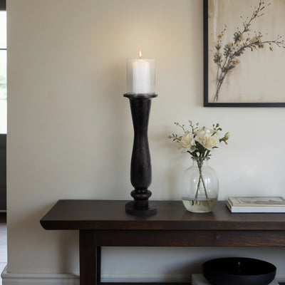 27" Traditional Hurricane On Pedestal, Black - Al Rugaib Furniture