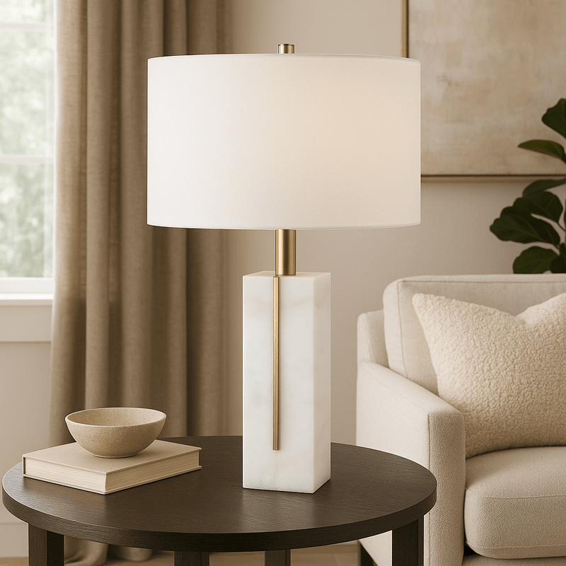 27.5" RAWLINS MARBLE BASE TABLE LAMP - Al Rugaib Furniture