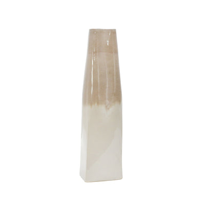 27"H 2 - TONE VASE, BEIGE - Al Rugaib Furniture