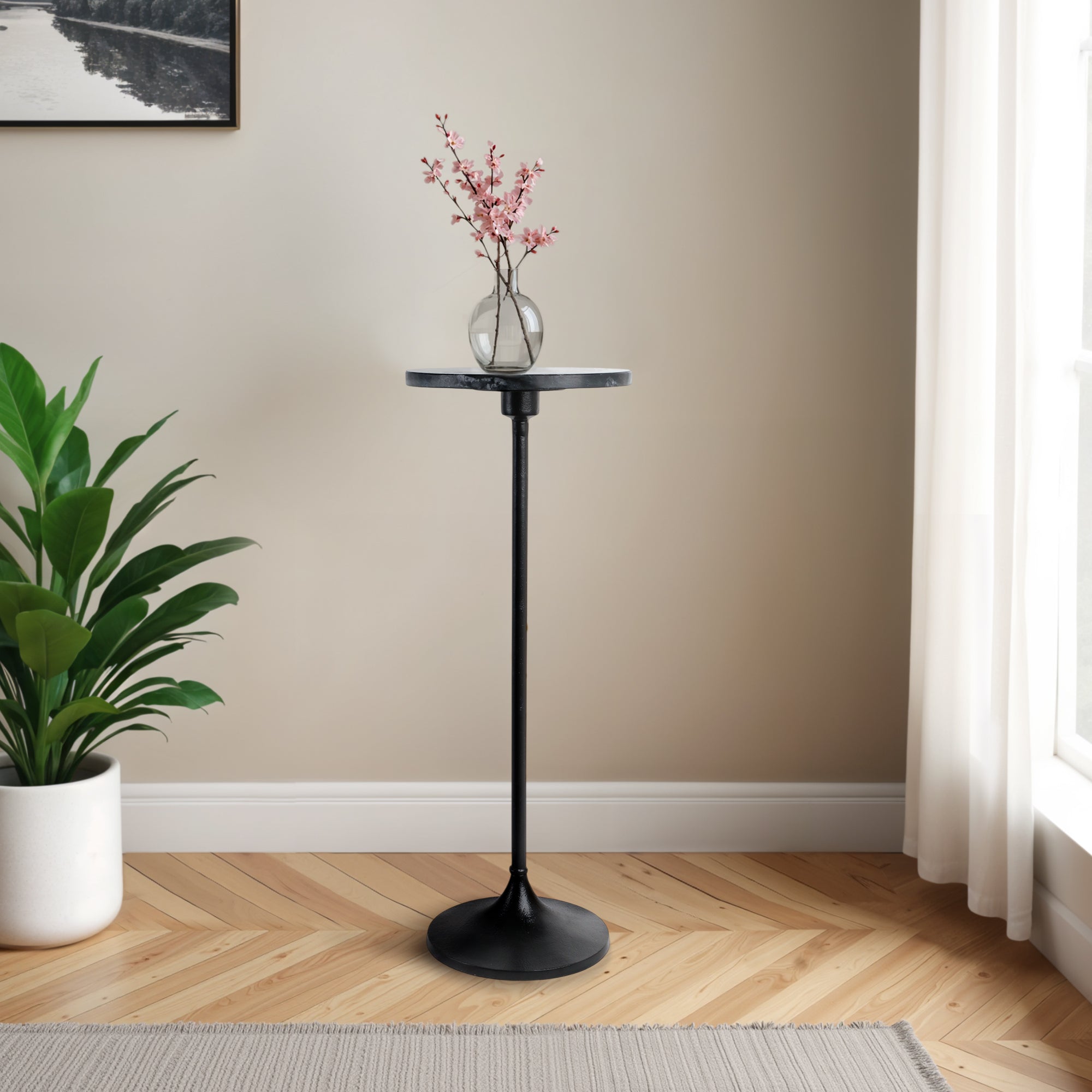 27X10" MARBLE TOP DRINK TABLE, BLACK Accent & End Tables| Sagebrook Home