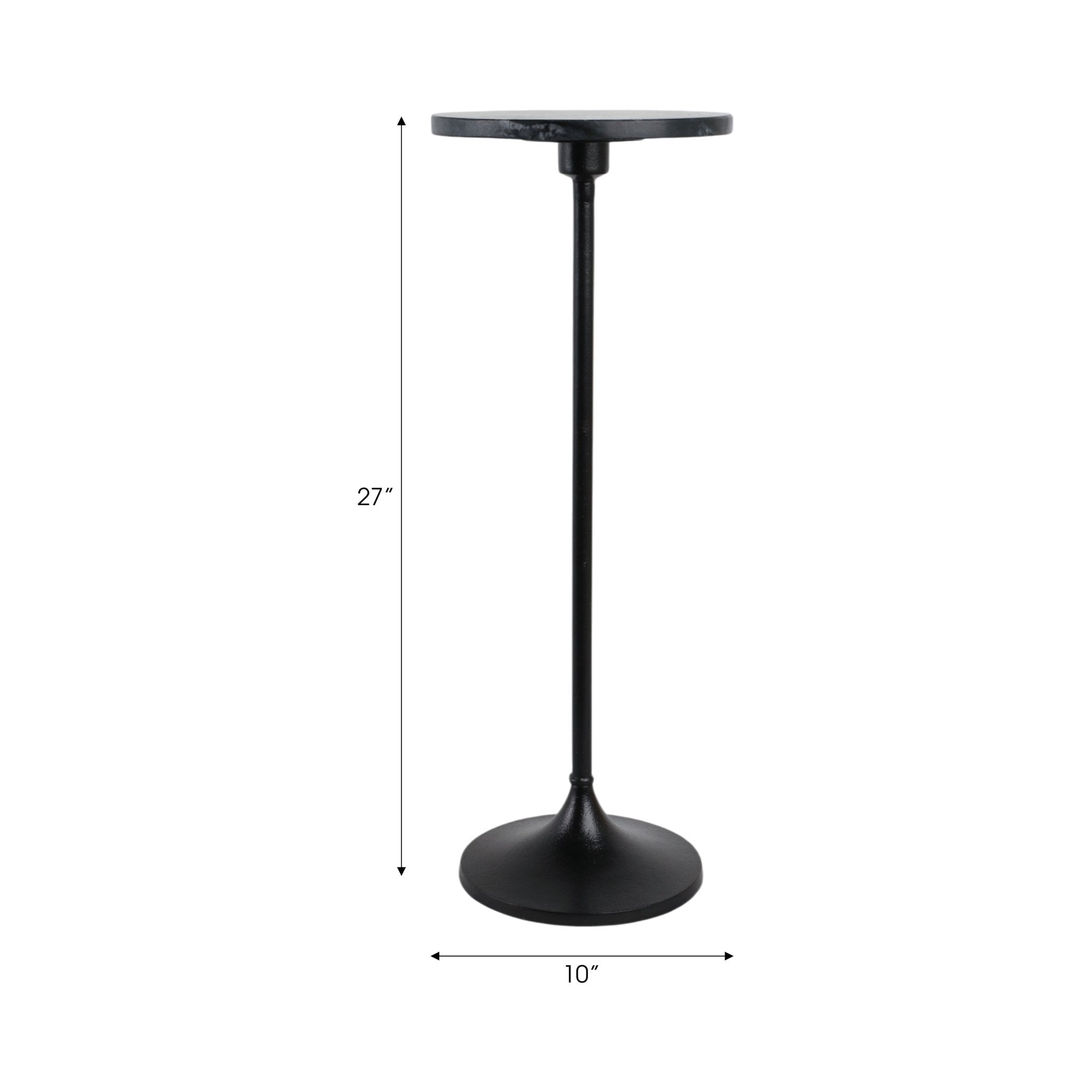 27X10" MARBLE TOP DRINK TABLE, BLACK Accent & End Tables| Sagebrook Home