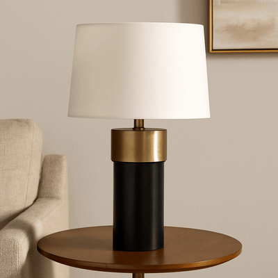 28" METAL TABLE LAMP, BLACK/GOLD - Al Rugaib Furniture