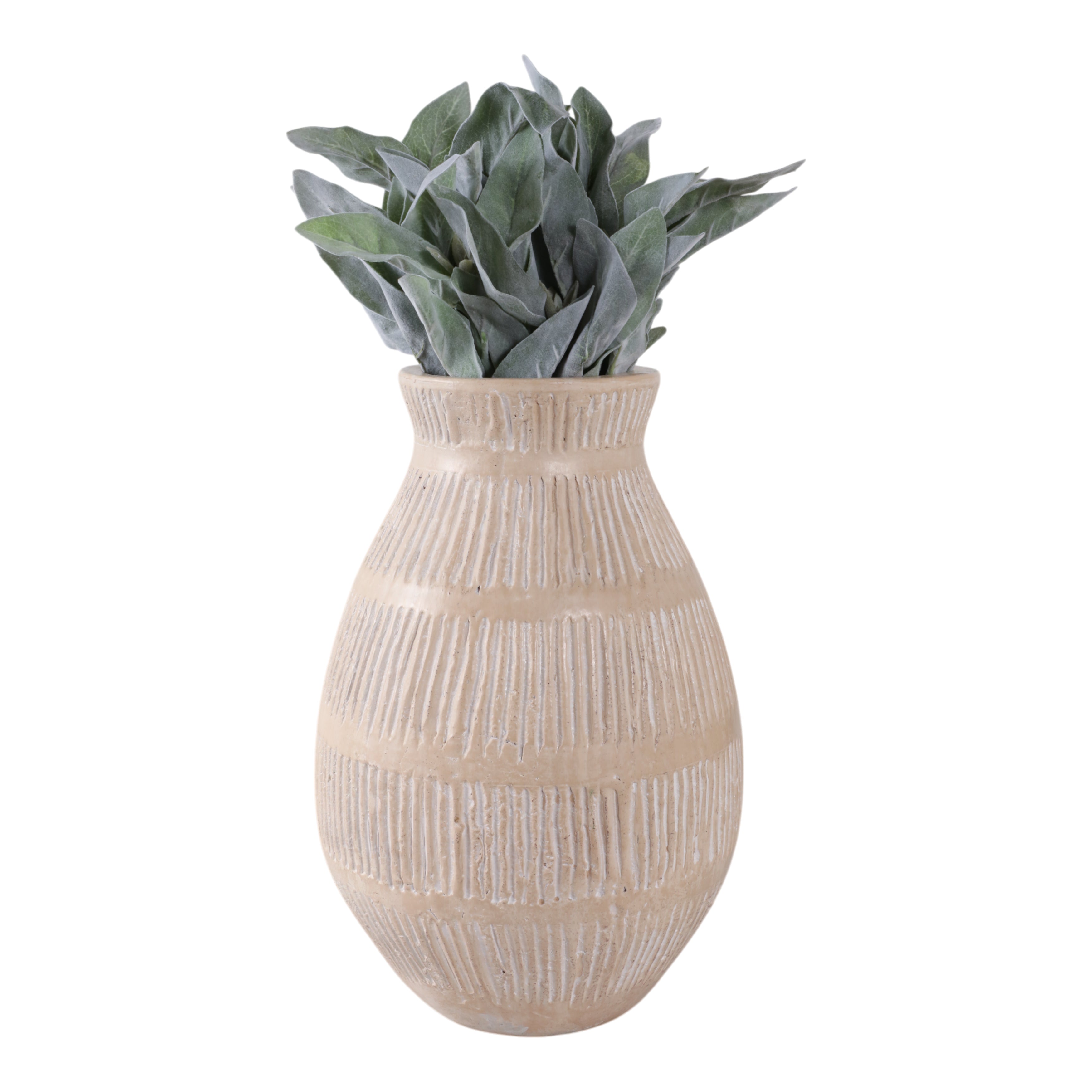 الفخار الأحمر، مزهرية عضوية بقياس 16 بوصة، أسود/عاجي TERRACOTTA, 16 ORGANIC VASE, BLACK/IVORY