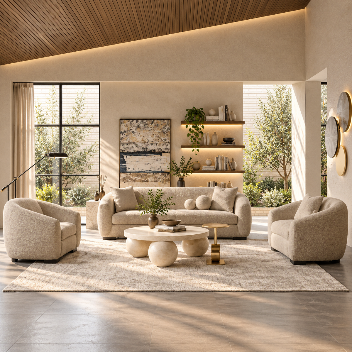 Bouclé Living room Set - Gray