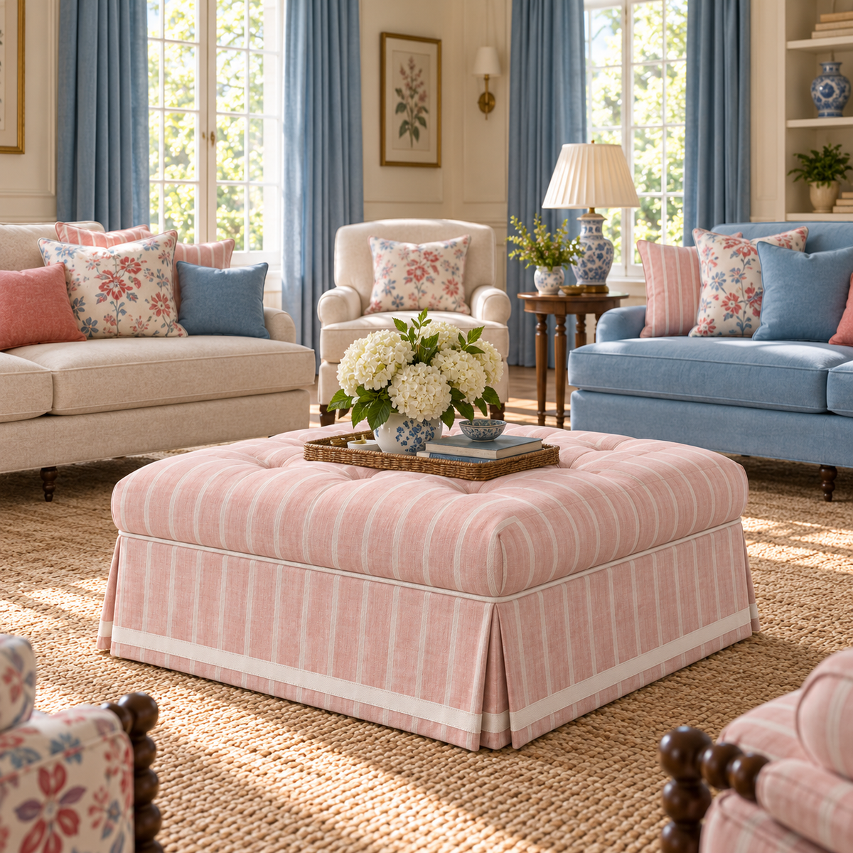 Country Rose Cottage by Noof Alaboudi Ottoman
