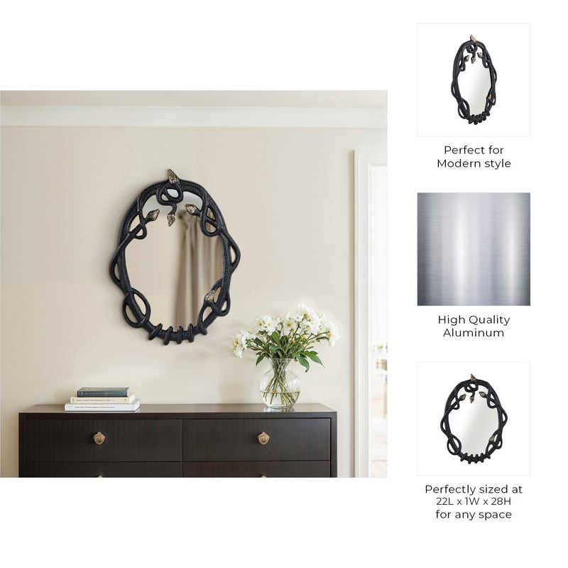 28x22" Snake Mirror, Blk/gld - Al Rugaib Furniture