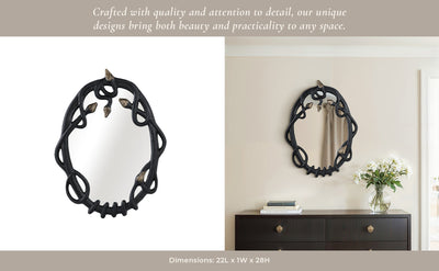 28x22" Snake Mirror, Blk/gld - Al Rugaib Furniture